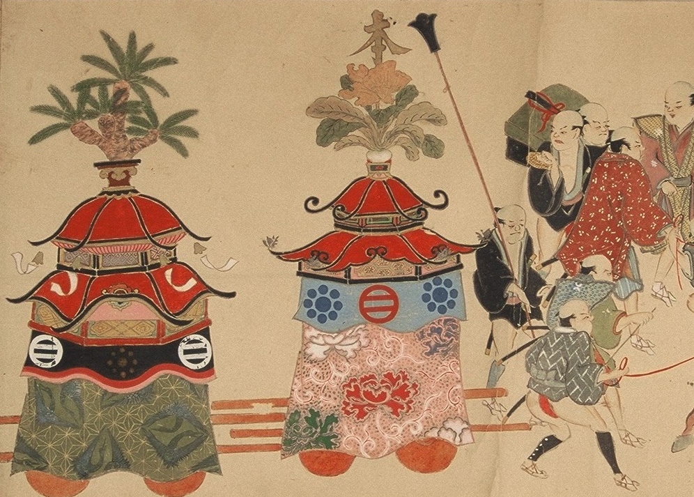 江戸時代の笠鉾本蝶蕪 (「妙見宮祭礼絵巻」松井文庫所蔵より)